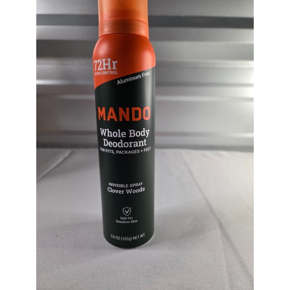Mando Whole Body Deodorant Spray 3.6oz 72HR Odor Control Clover Woods